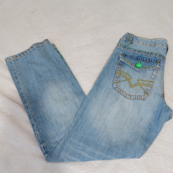 Machine Jeans Mens 30 Light Wash Distressed Denim Flap Pocket Y2K Streetwear - Picture 13 of 13